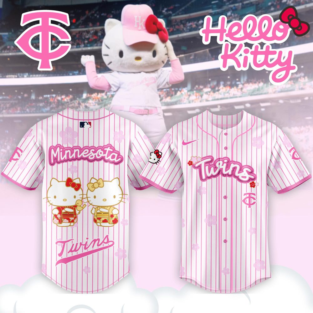 Gohipanda - Limited Edition Hello Kitty X Minnesota Twins Pink Baseball Jersey - Cute & Stylish Fan Gear!