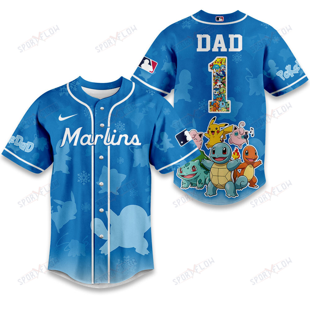 Gohipanda - Miami Marlins X Pokemon Ultimate Dad Edition Baseball Jersey