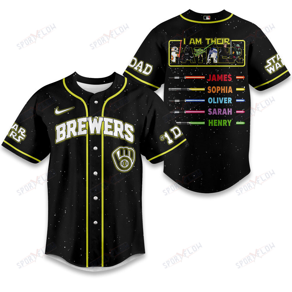 Gohipanda - Milwaukee Brewers X Star Wars I Am Their Father Custom Name Baseball Jersey