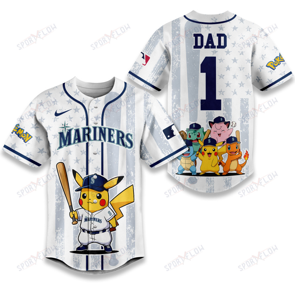 Gohipanda - Seattle Mariners X Pokemon Night Dad Edition Baseball Jersey