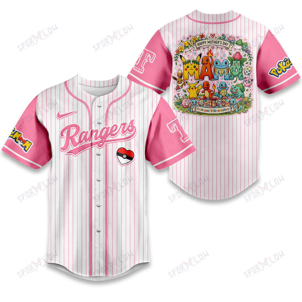 Gohipanda - Texas Rangers Stylized Pokemon "Mama" Graphic Baseball Jersey