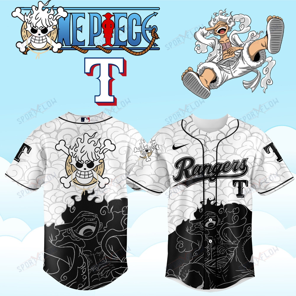 Gohipanda - Texas Rangers X One Piece Luffy Gear 5 Edition Anime Baseball Jersey