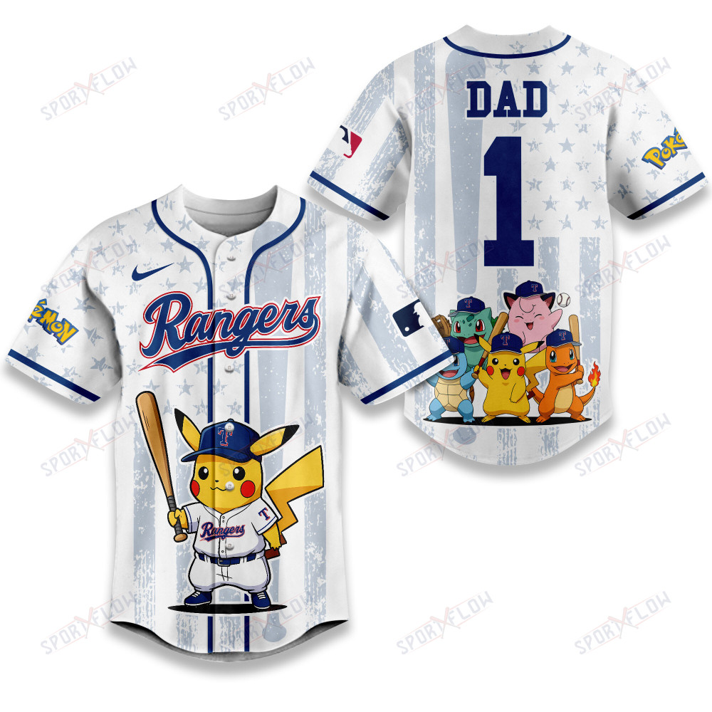 Gohipanda - Texas Rangers X Pokemon Night Dad Edition Baseball Jersey