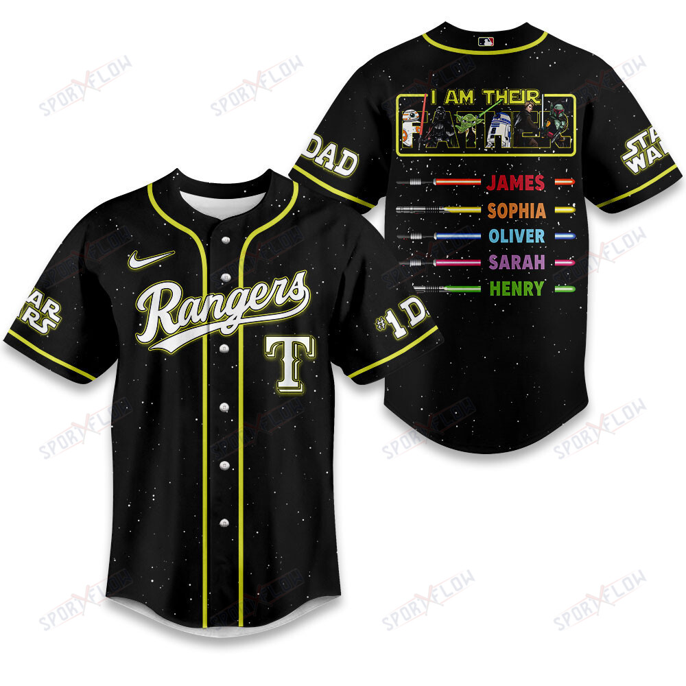 Gohipanda - Texas Rangers X Star Wars I Am Their Father Custom Name Baseball Jersey