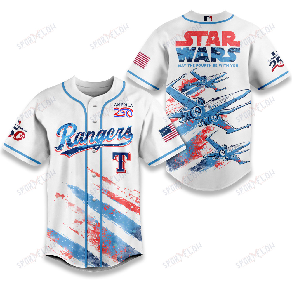 Gohipanda - Texas Rangers X Star Wars X-Wing America 250 July 4Th Baseball Jersey
