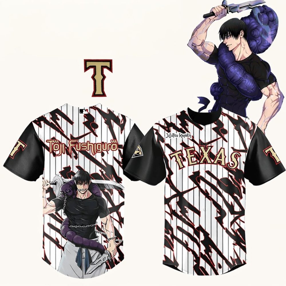 Gohipanda - Toji Fushiguro Texas Rangers Jujutsu Kaisen 2026 Jersey Rangers Merch Gifts For Baseball Fans