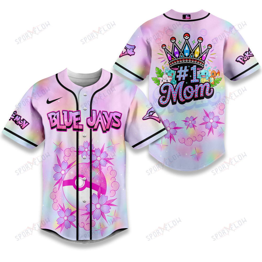 Gohipanda - Toronto Blue Jays "Number 1 Mom" Pokemon Crown Baseball Jersey
