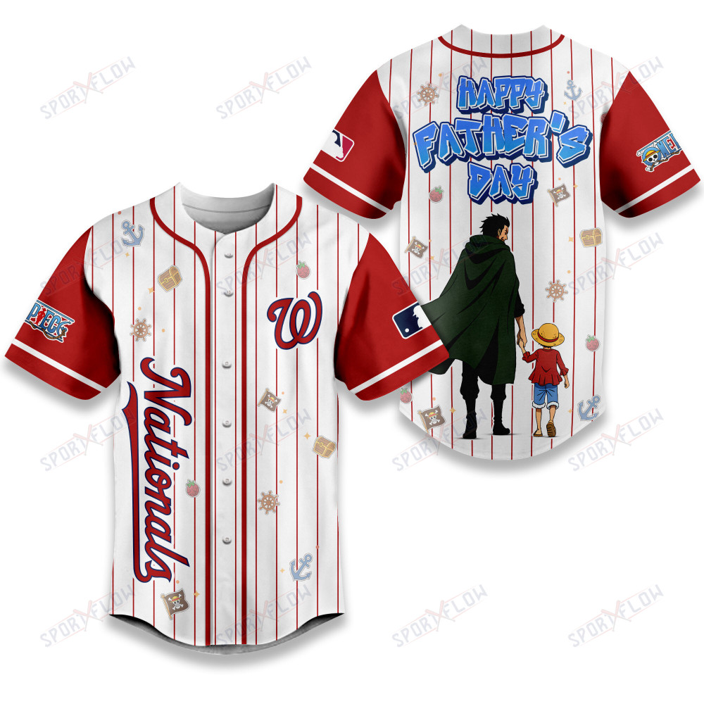 Gohipanda - Washington Nationals X One Piece Dragon & Luffy Dad Baseball Jersey