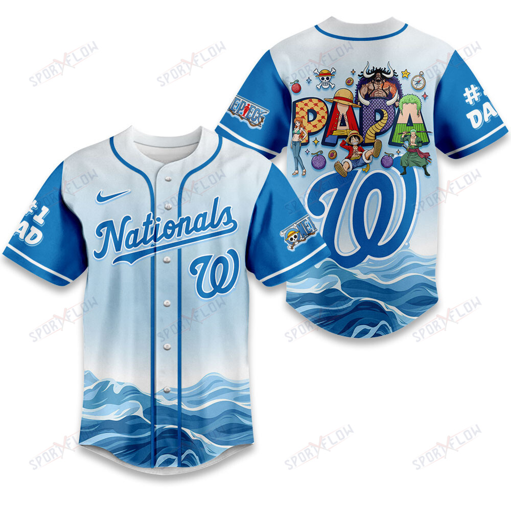 Gohipanda - Washington Nationals X One Piece Grand Line Papa Father'S Day Baseball Jersey