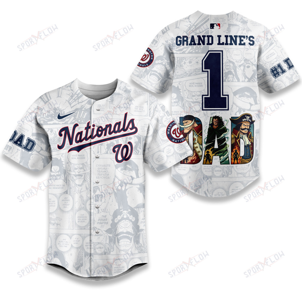 Gohipanda - Washington Nationals X One Piece Grand Line'S #1 Dad Custom Baseball Jersey