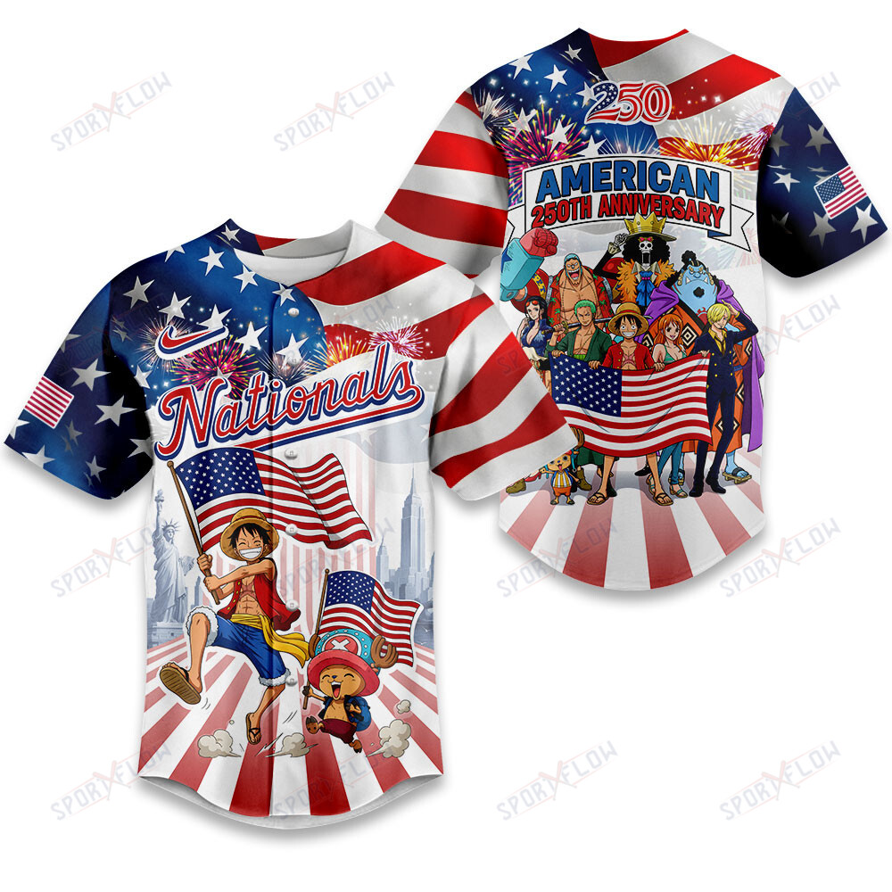 Gohipanda - Washington Nationals X One Piece United States Of America 250 Baseball Jersey