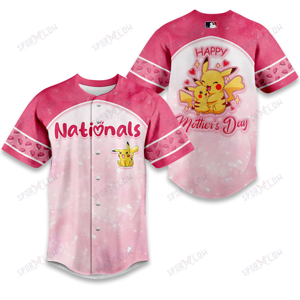 Gohipanda - Washington Nationals X Pikachu MotherS Day Pink Nebula Baseball Jersey