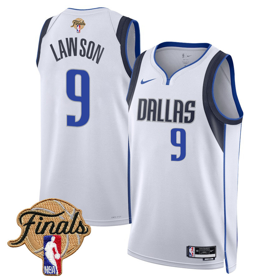 A.J. Lawson 9 Dallas Mavericks 2024 Finals Patch Swingman Jersey Association Edition White - Gohipanda