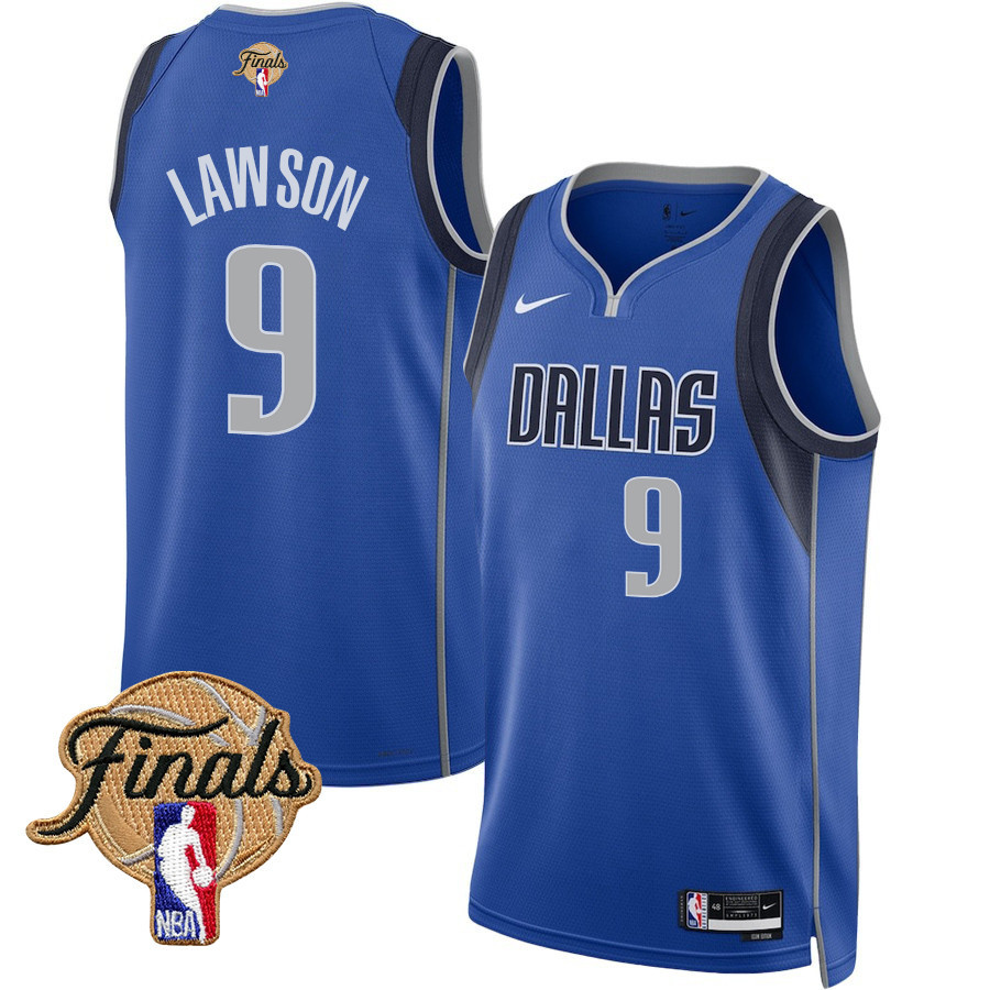 A.J. Lawson 9 Dallas Mavericks 2024 Finals Patch Swingman Jersey Icon Edition Blue - Gohipanda