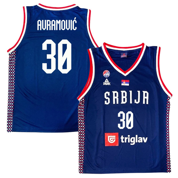 Aleksa Avramovic 30 Serbia Basketball Unisex 2024 Swingman Jersey Navy - Gohipanda