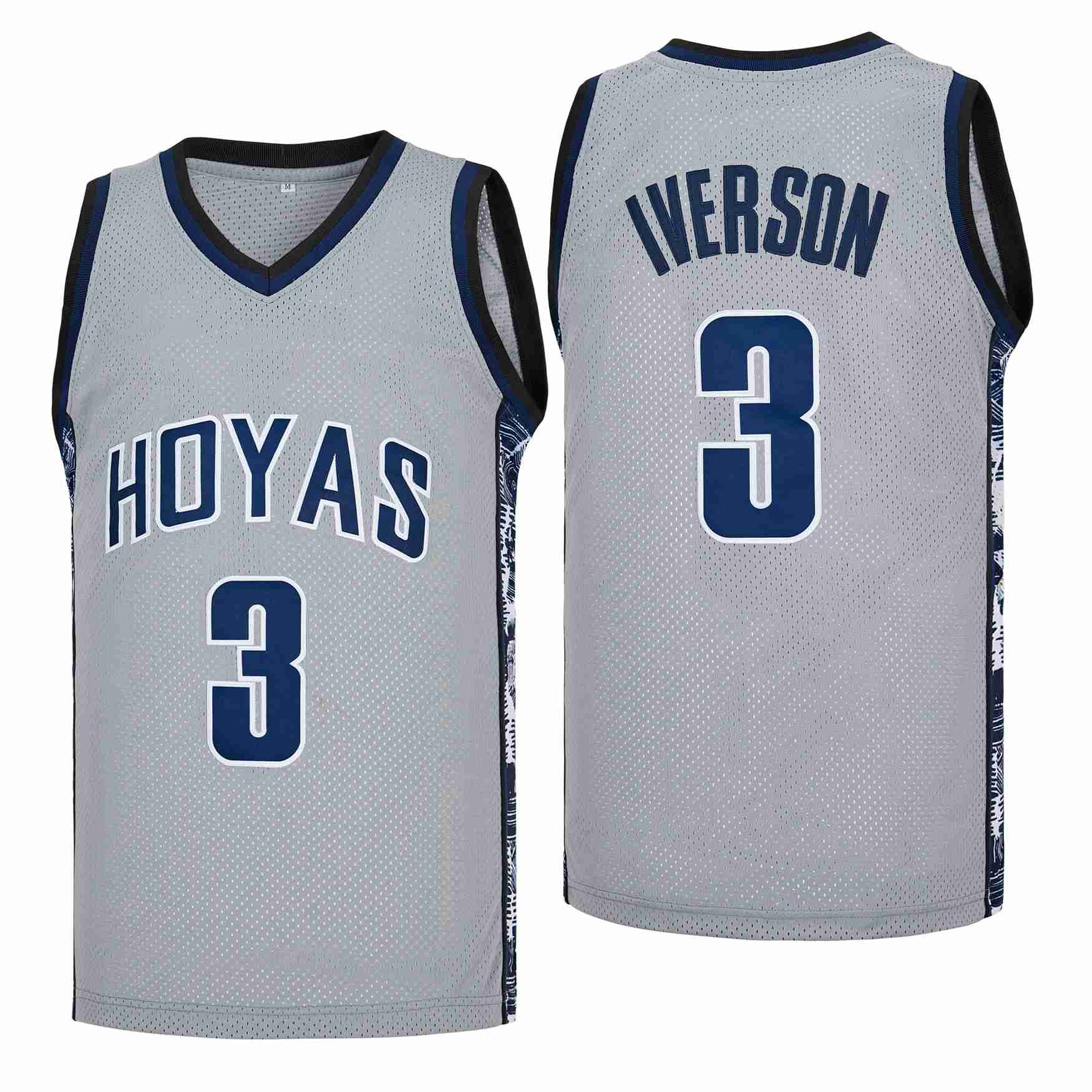Allen Iverson 3 Georgetown Hoyas Swingman Jersey - Gray Unisex Adult Sizes - Gohipanda