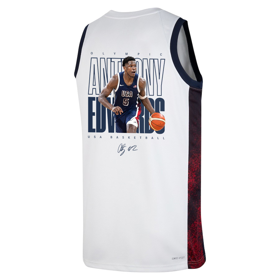 Anthony Edwards 5 Ant-Man USA Basketball 2024 Swingman Player Jersey White Multicolor Unisex - Gohipanda - Image 3