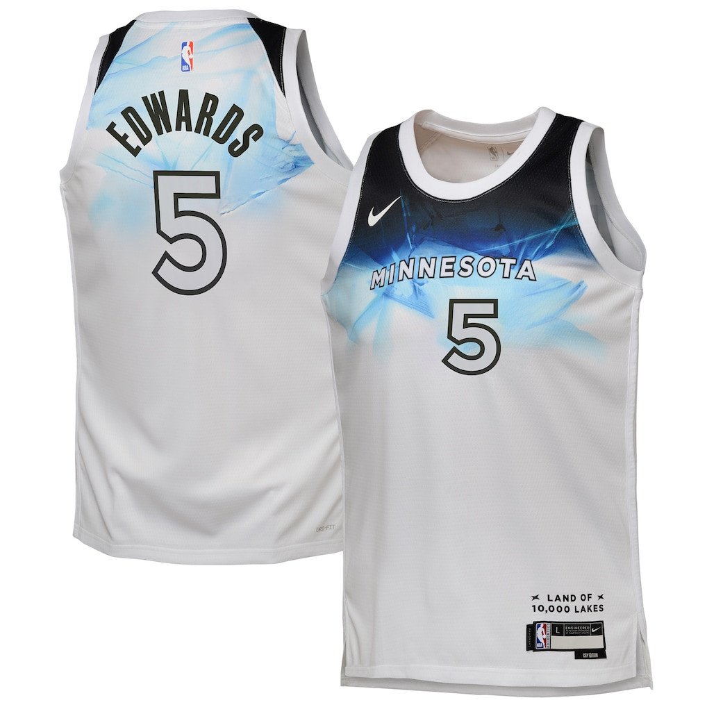 Anthony Edwards 5 Minnesota Timberwolves City Edition Swingman Jersey White - Gohipanda