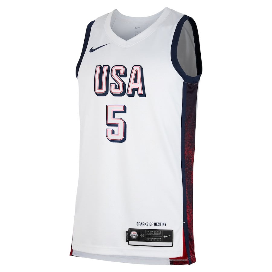 Anthony Edwards 5 USA Basketball 2024 Swingman Jersey White Unisex Adult Sizes - Gohipanda - Image 2