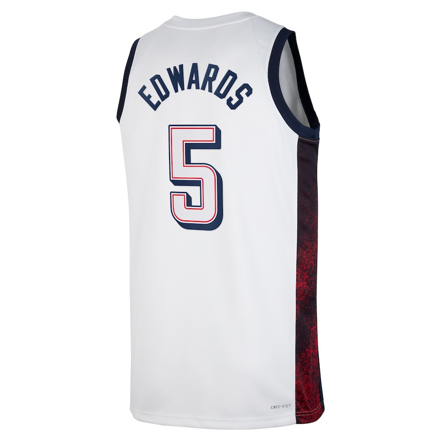 Anthony Edwards 5 USA Basketball 2024 Swingman Jersey White Unisex Adult Sizes - Gohipanda - Image 3