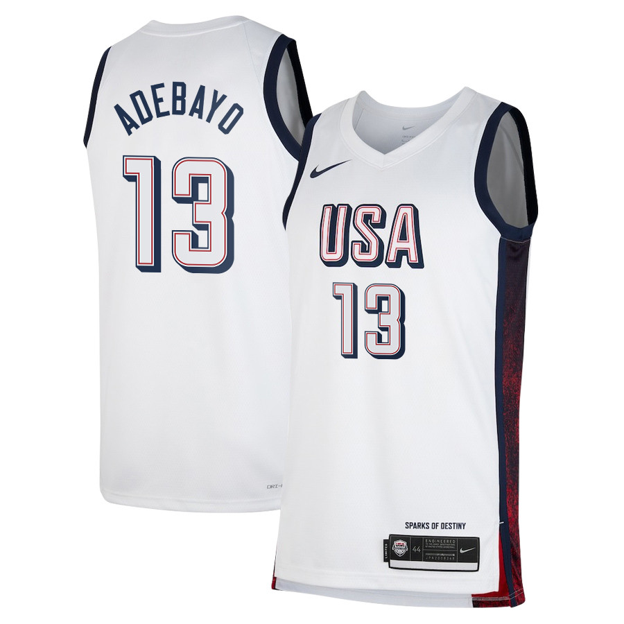Bam Adebayo 13 USA Basketball 2024 Swingman Player Jersey White Unisex Adult - Gohipanda