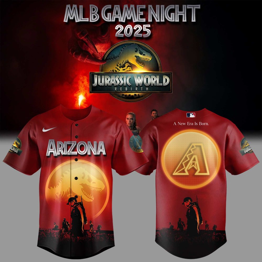 Gohipanda - Arizona Diamondbacks Mlb X Jurassic World New Era Baseball Jersey - Moodontee - Sports & More