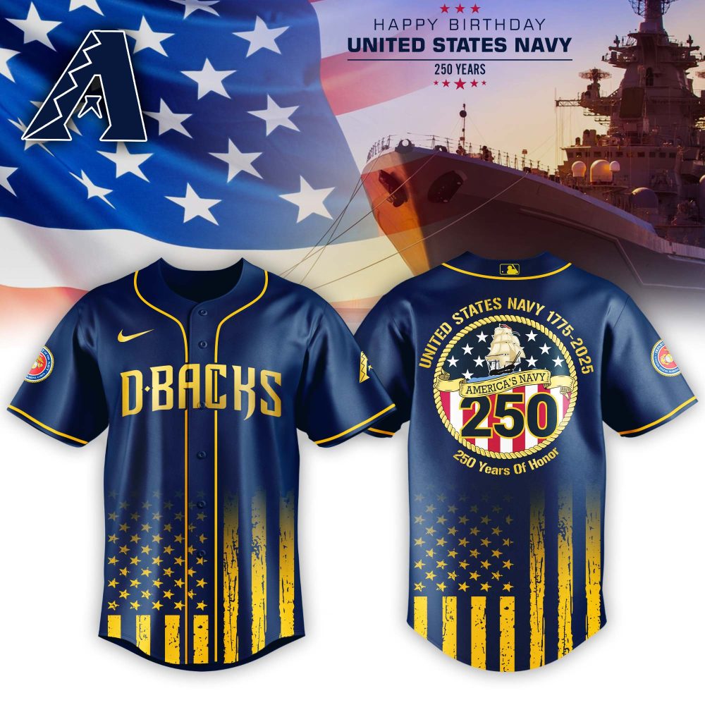 Gohipanda - Arizona Diamondbacks Mlb X Usa Happy Birthday Usa Navy Baseball Jersey