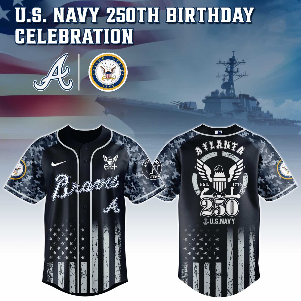Gohipanda - Atlanta Braves Mlb X 250 U.S. Navy Baseball Jersey