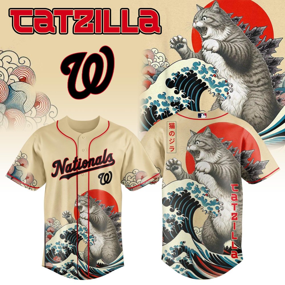 Gohipanda - Washington Nationals Mlb X Catzilla Style Japans Custom Baseball Jersey
