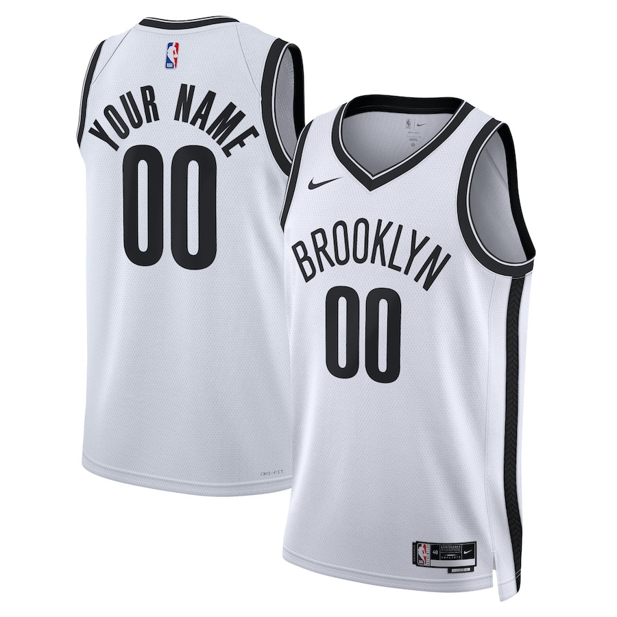 Brooklyn Nets 2023/24 Association Swingman Custom Jersey White Unisex Adult Sizes - Gohipanda