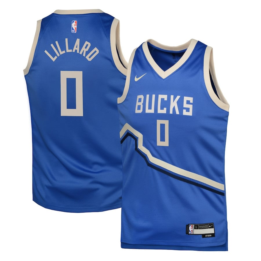 Damian Lillard 0 Milwaukee Bucks 2024/25 Swingman Player Jersey City Edition Royal - Gohipanda
