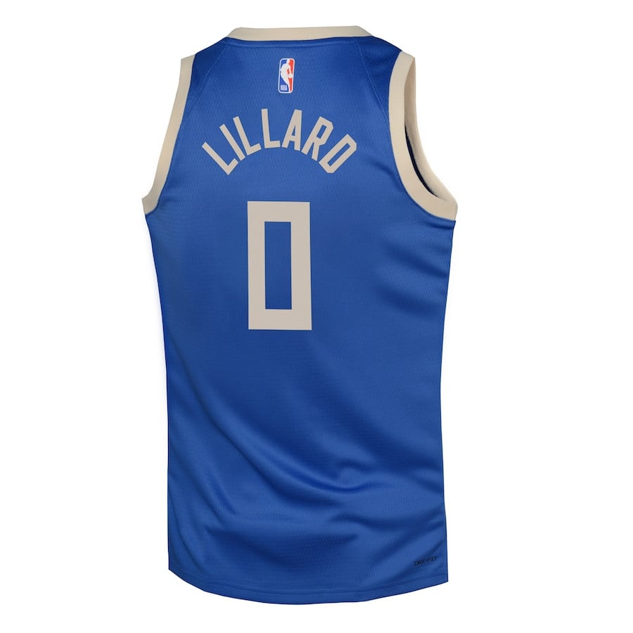 Damian Lillard 0 Milwaukee Bucks 2024/25 Swingman Player Jersey City Edition Royal - Gohipanda - Image 3