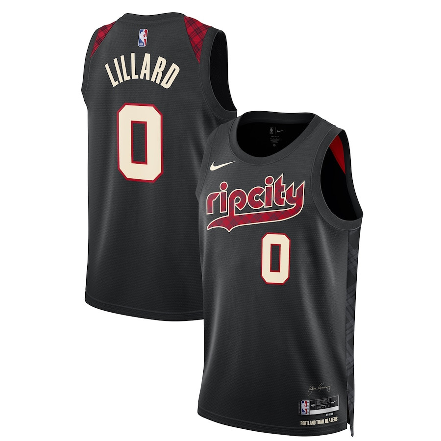 Damian Lillard 0 Portland Trail Blazers 2023/24 Swingman Jersey City Edition Unisex Black - Gohipanda