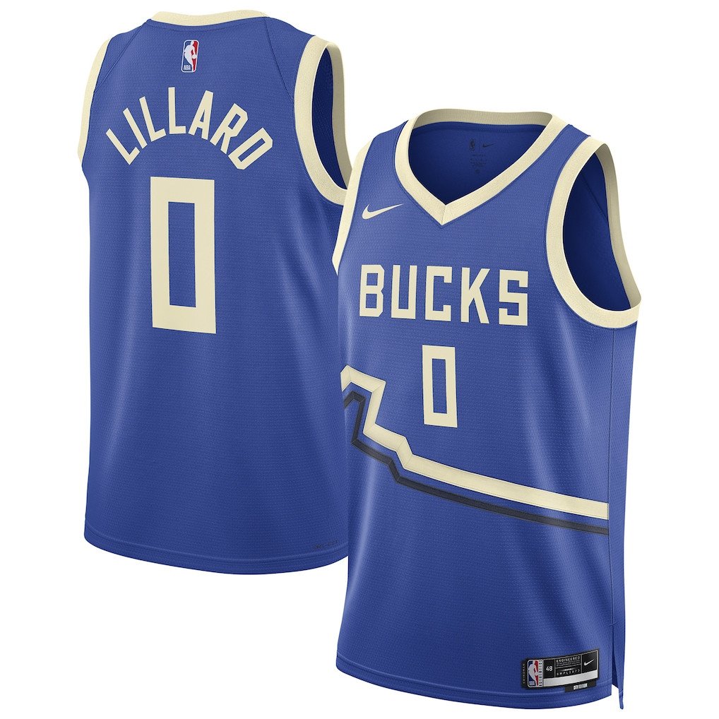 Damian Lillard Milwaukee Bucks Unisex 2024/25 City Edition Swingman Jersey Royal Multicolor - Gohipanda