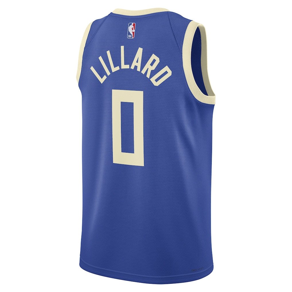 Damian Lillard Milwaukee Bucks Unisex 2024/25 City Edition Swingman Jersey Royal Multicolor - Gohipanda - Image 3