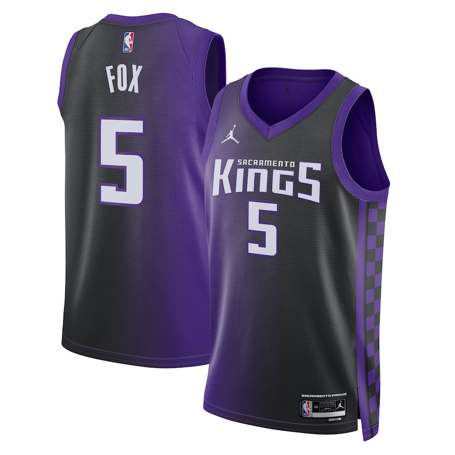 De'Aaron Fox 5 Sacramento Kings Unisex Swingman Jersey Statement Edition Purple Black - Gohipanda