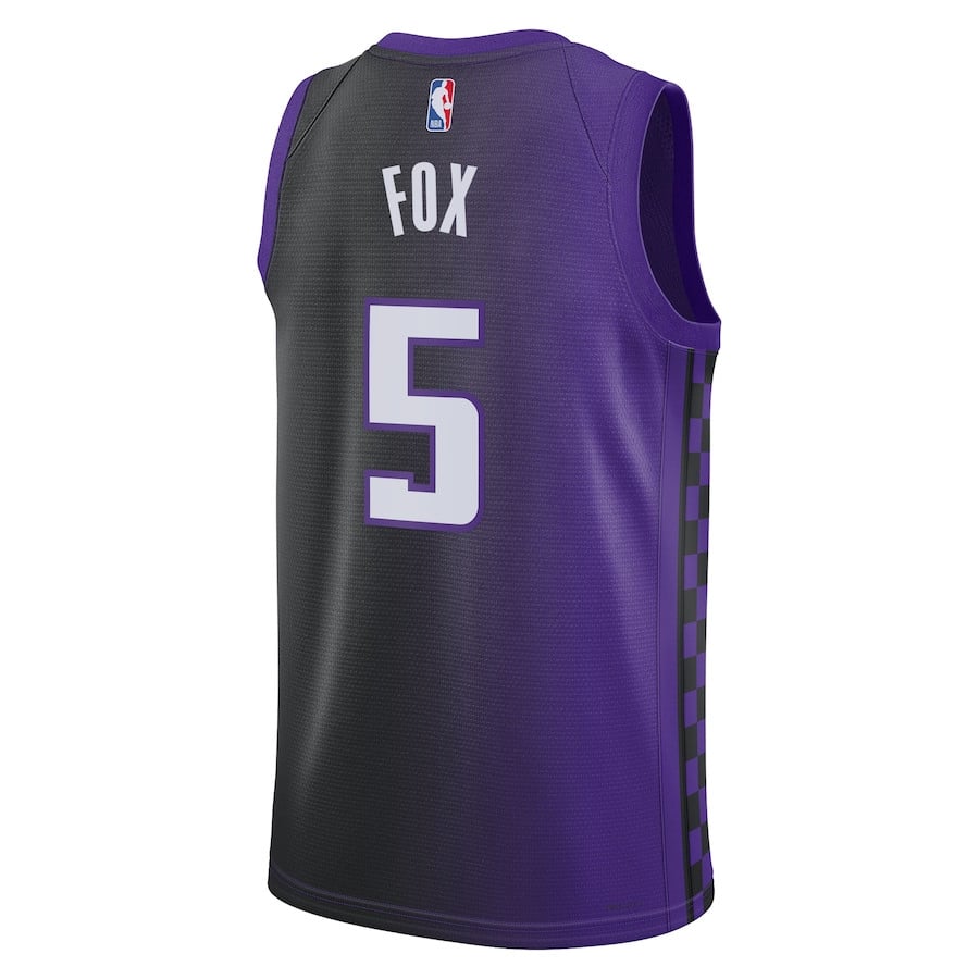 De'Aaron Fox 5 Sacramento Kings Unisex Swingman Jersey Statement Edition Purple Black - Gohipanda - Image 3