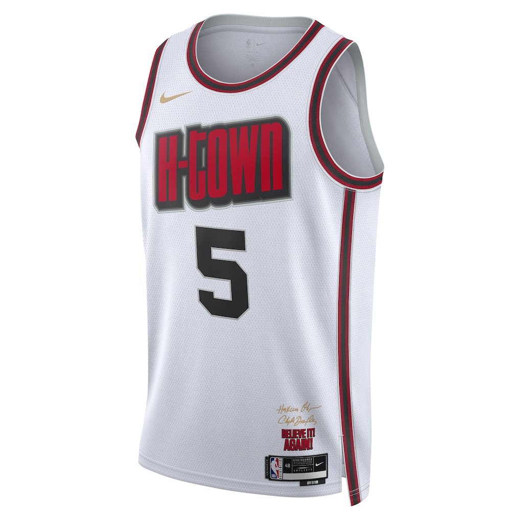 Fred VanVleet 5 Houston Rockets Unisex 2024/25 City Edition Swingman Jersey - White - Gohipanda - Image 2