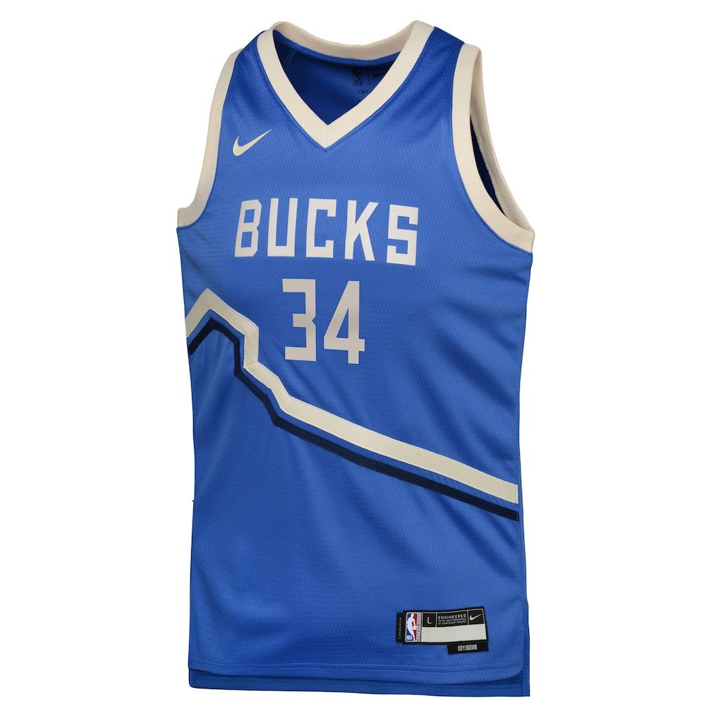Giannis Antetokounmpo 34 Milwaukee Bucks City Edition Royal Swingman Jersey - Gohipanda - Image 2