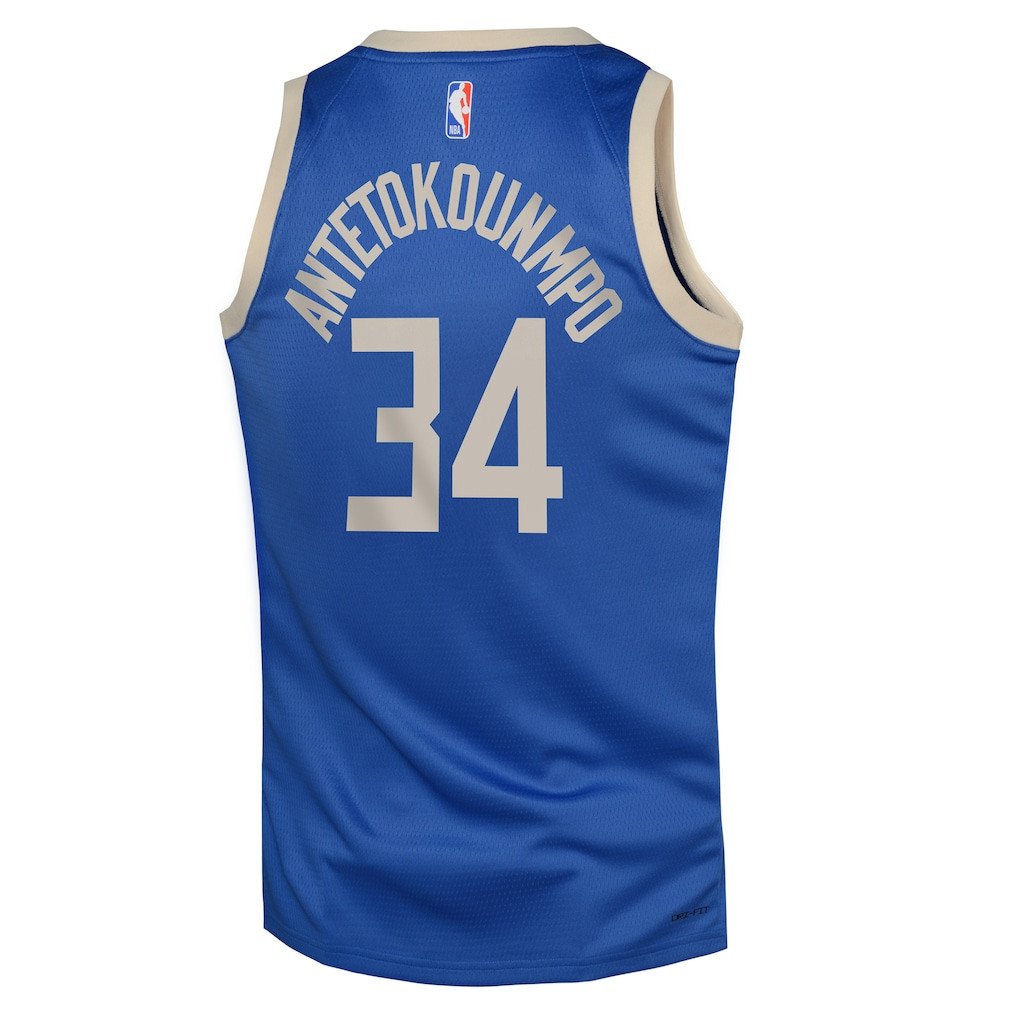 Giannis Antetokounmpo 34 Milwaukee Bucks City Edition Royal Swingman Jersey - Gohipanda - Image 3