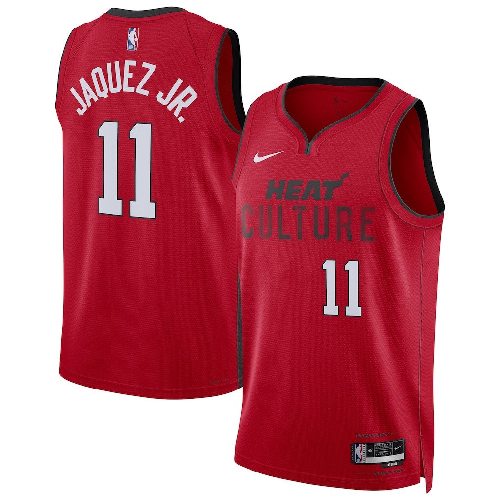 Jaime Jaquez Jr. 11 Miami Heat Unisex 2024/25 Swingman Player Jersey City Edition Red - Gohipanda