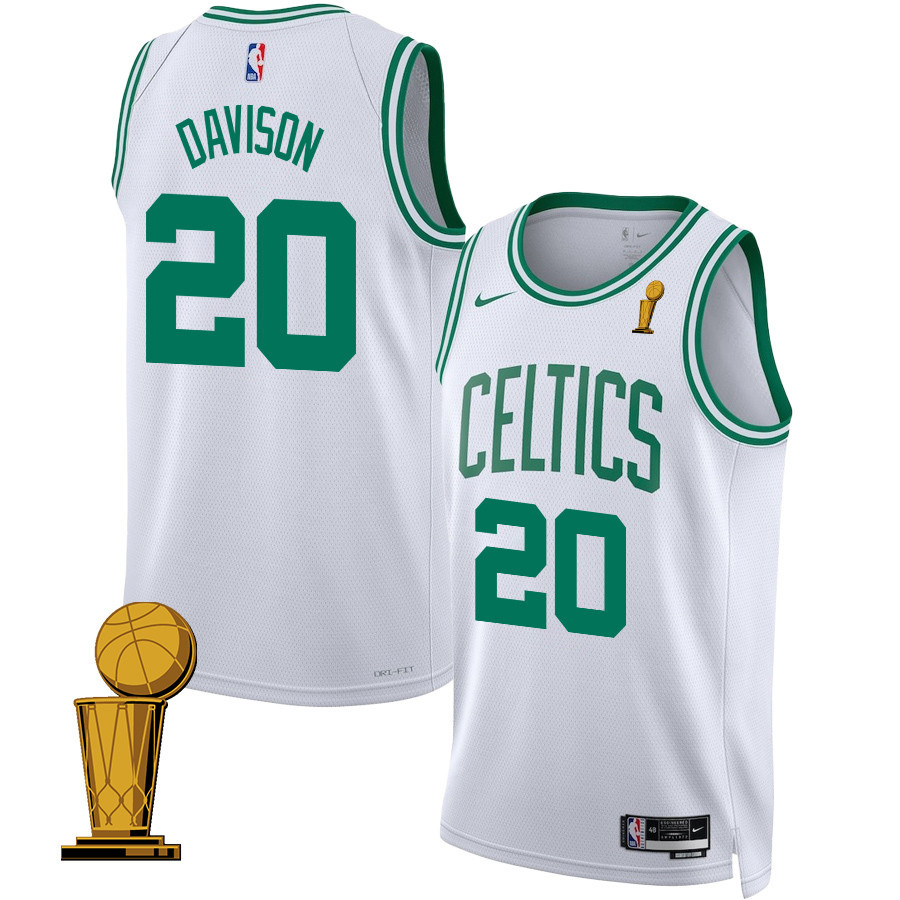 JD Davison 20 Boston Celtics 2024 Finals Champions Swingman Jersey Association Edition White - Gohipanda