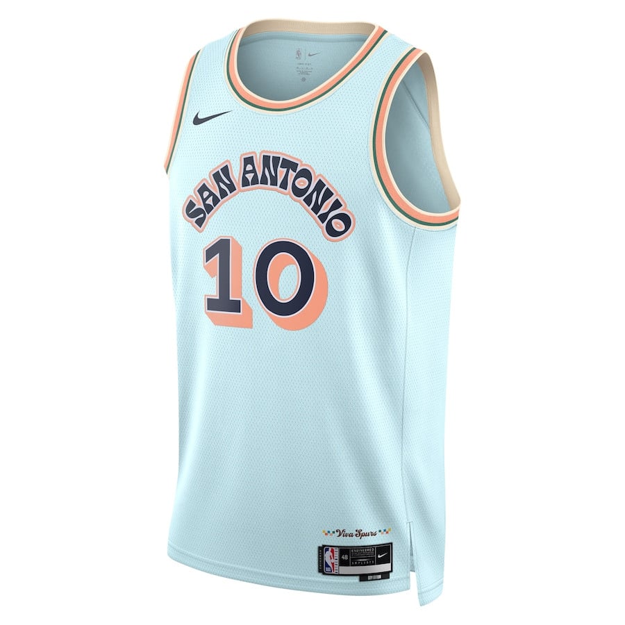 Jeremy Sochan 10 San Antonio Spurs Unisex 2024/25 Swingman City Edition Jersey - Light Blue - Gohipanda - Image 2