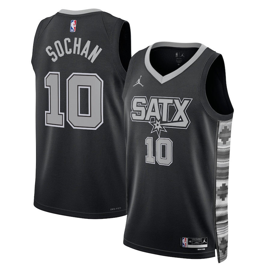Jeremy Sochan 10 San Antonio Spurs Unisex Swingman Jersey Statement Edition Black - Gohipanda