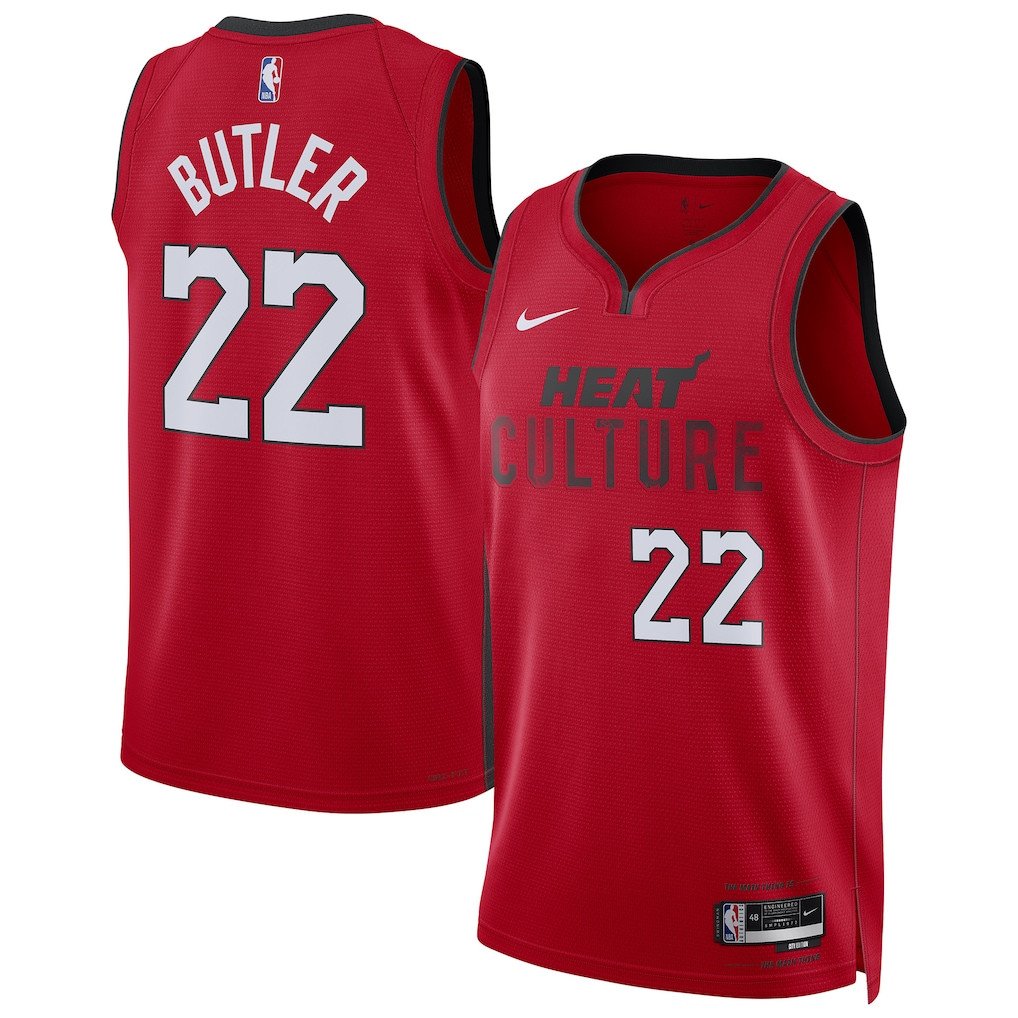 Jimmy Butler 22 Miami Heat Unisex 2024/25 Swingman Player Jersey City Edition Red - Gohipanda
