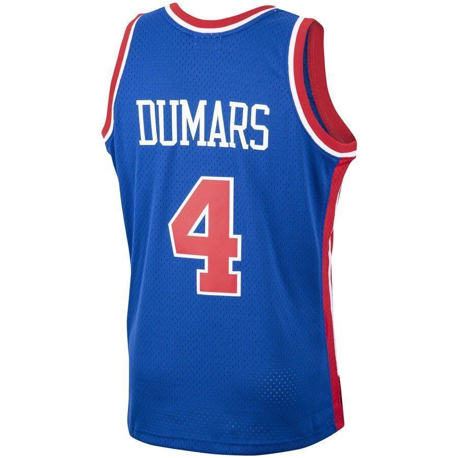 Joe Dumars Detroit Pistons Mitchell & Ness 1988-89 Hardwood Classics Swingman Jersey Blue - Gohipanda - Image 3