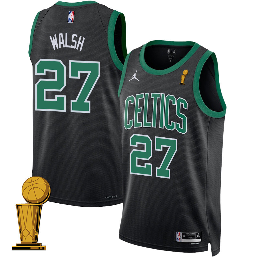 Jordan Walsh 27 Boston Celtics 2024 Finals Champions Swingman Jersey Statement Edition Black - Gohipanda