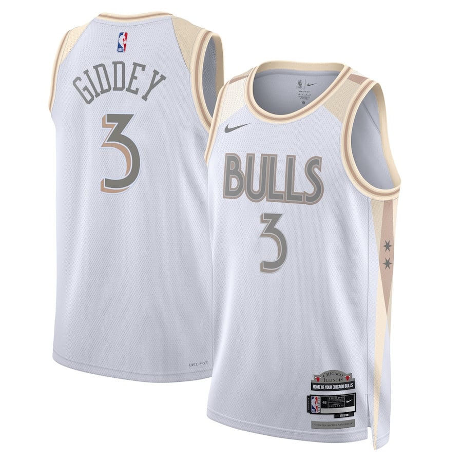 Josh Giddey 3 Chicago Bulls Unisex 2024/25 Swingman Player Jersey City Edition White - Gohipanda