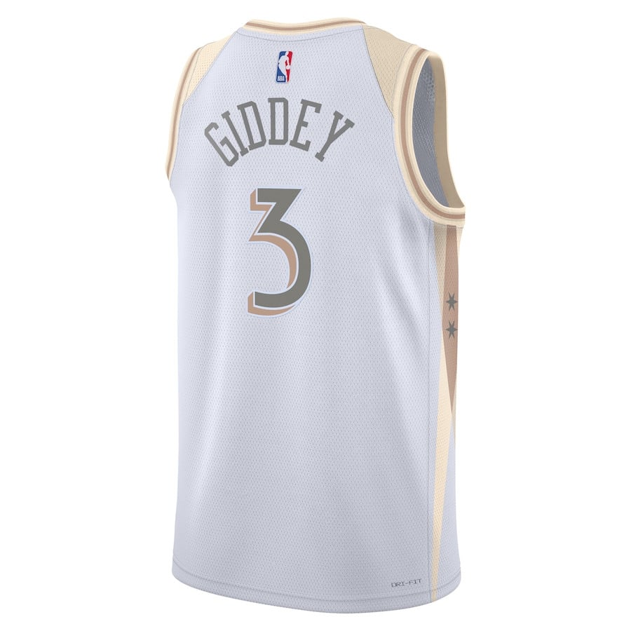 Josh Giddey 3 Chicago Bulls Unisex 2024/25 Swingman Player Jersey City Edition White - Gohipanda - Image 3