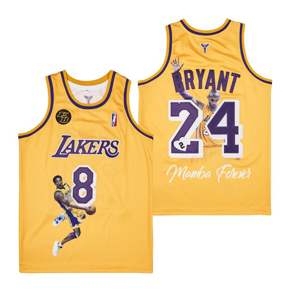 Kobe Bryant 24 Los Angeles Lakers Mamba Forever Swingman Jersey Yellow Unisex - Gohipanda